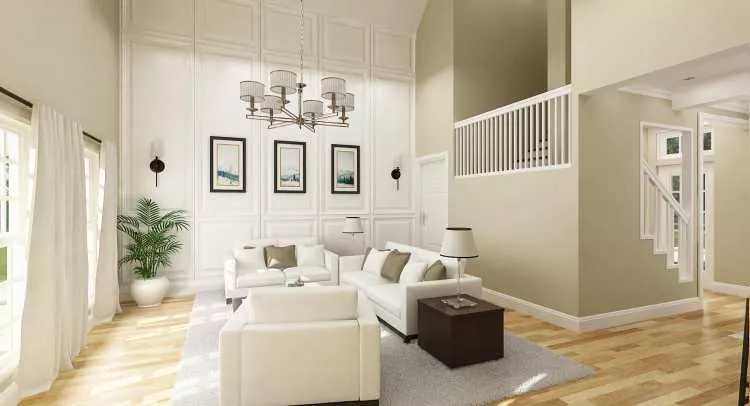 living room as viewed from utility room wall